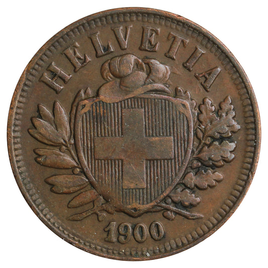 Switzerland 1900B 2 Rappen VF-EF (VF30)