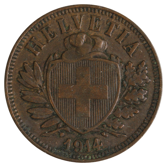 Switzerland 1914B 2 Rappen Very Fine (VF20)