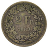 Switzerland 1862B 2 Francs VG-F (VG10)