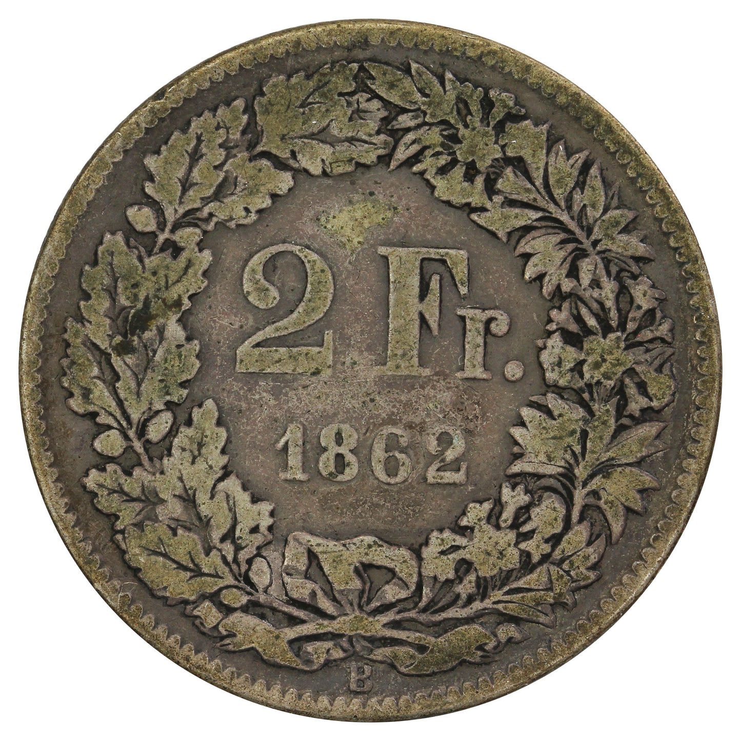 Switzerland 1862B 2 Francs VG-F (VG10)