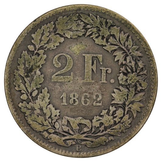 Switzerland 1862B 2 Francs VG-F (VG10)