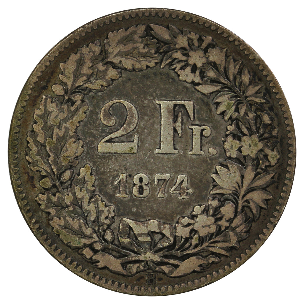 Switzerland 1874B 2 Francs Fine (F12)