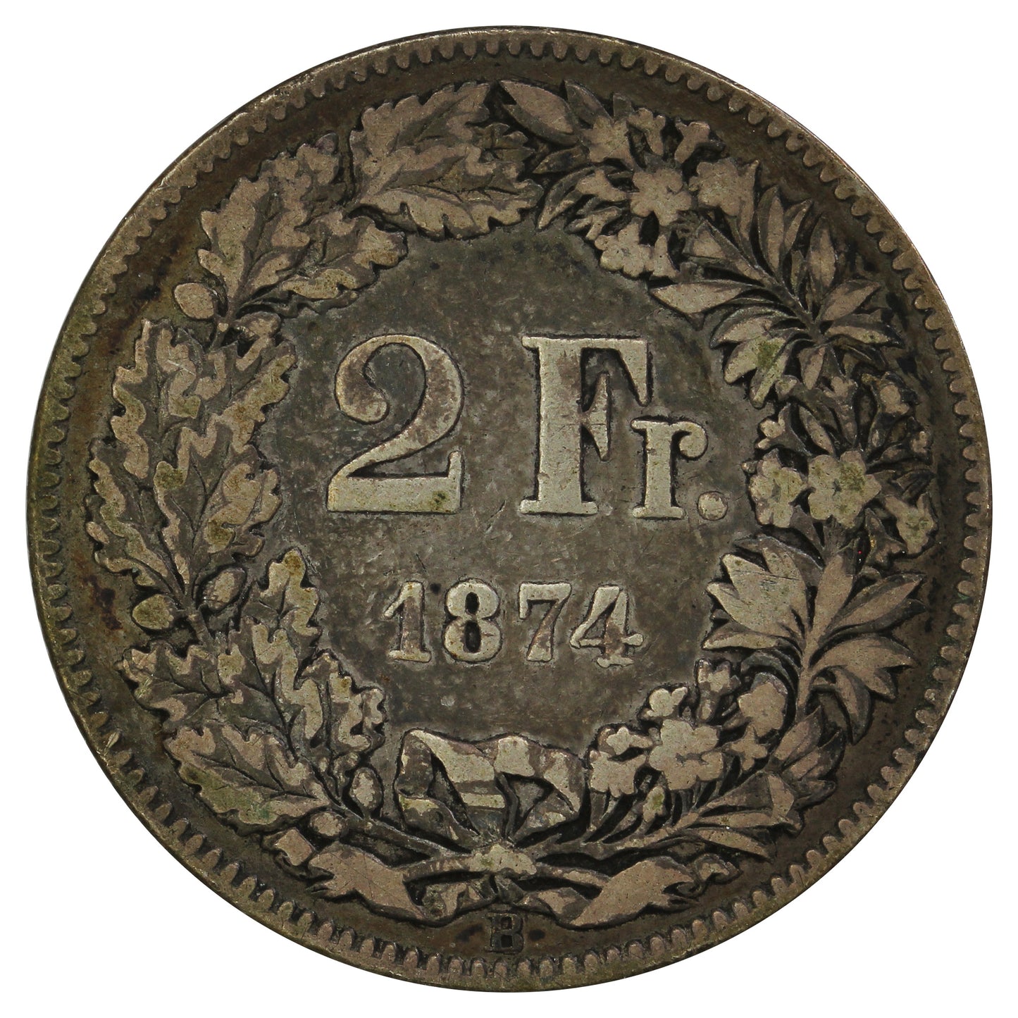 Switzerland 1874B 2 Francs Fine (F12)