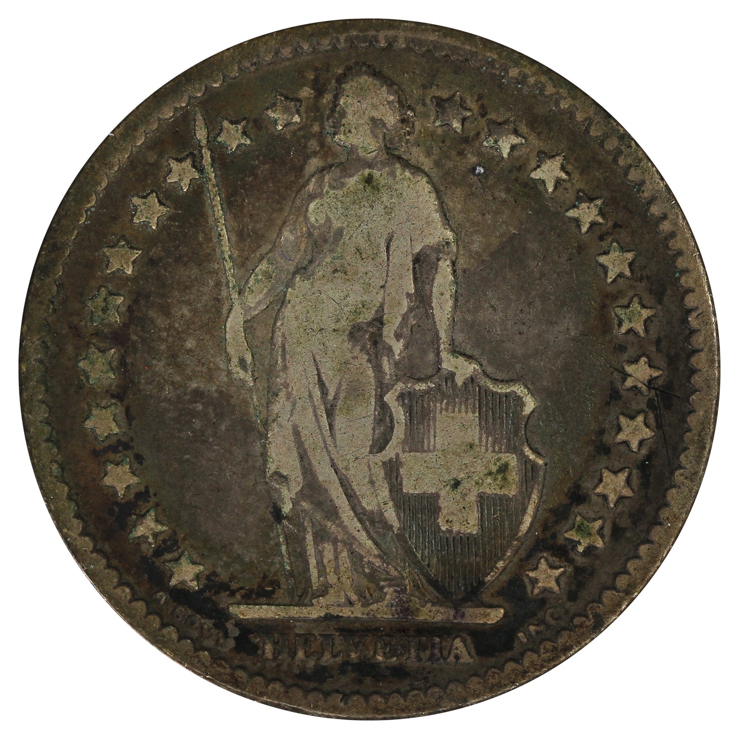 Switzerland 1874B 2 Francs Fine (F12)
