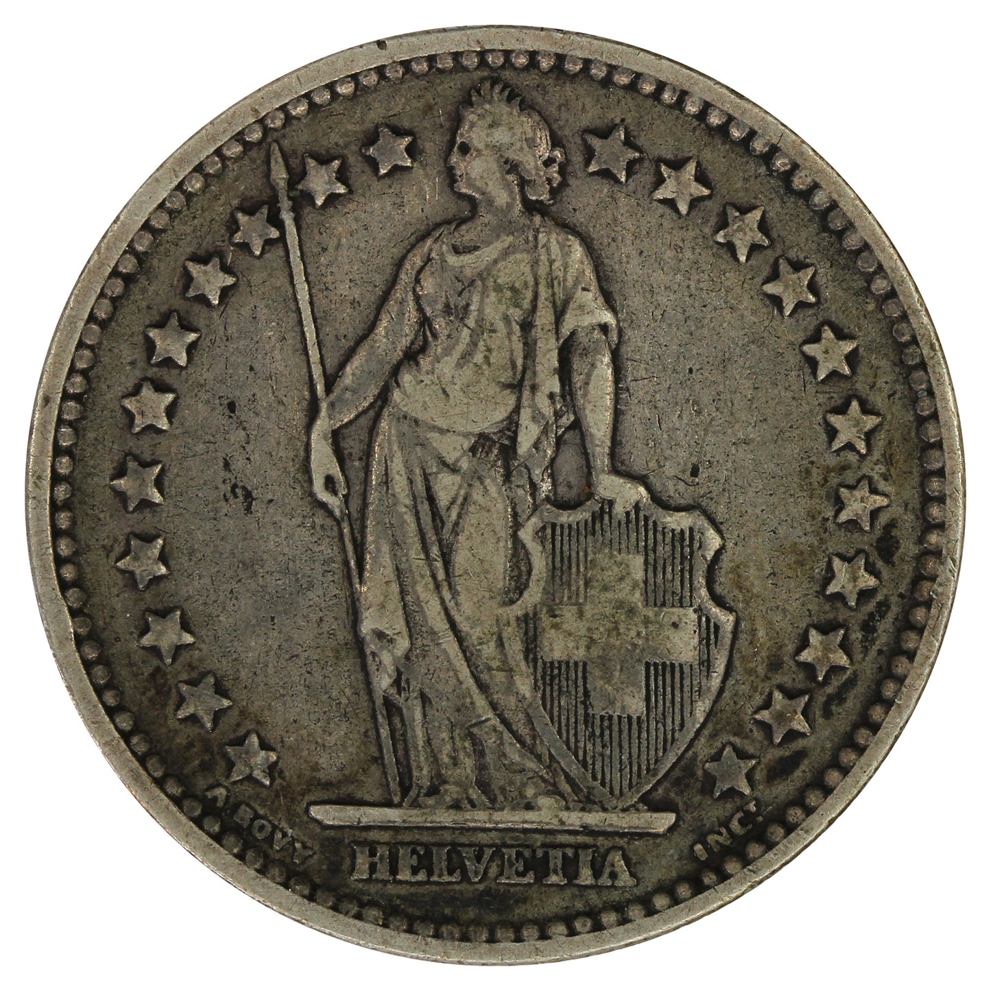 Switzerland 1875B 2 Francs Very Fine (VF20)