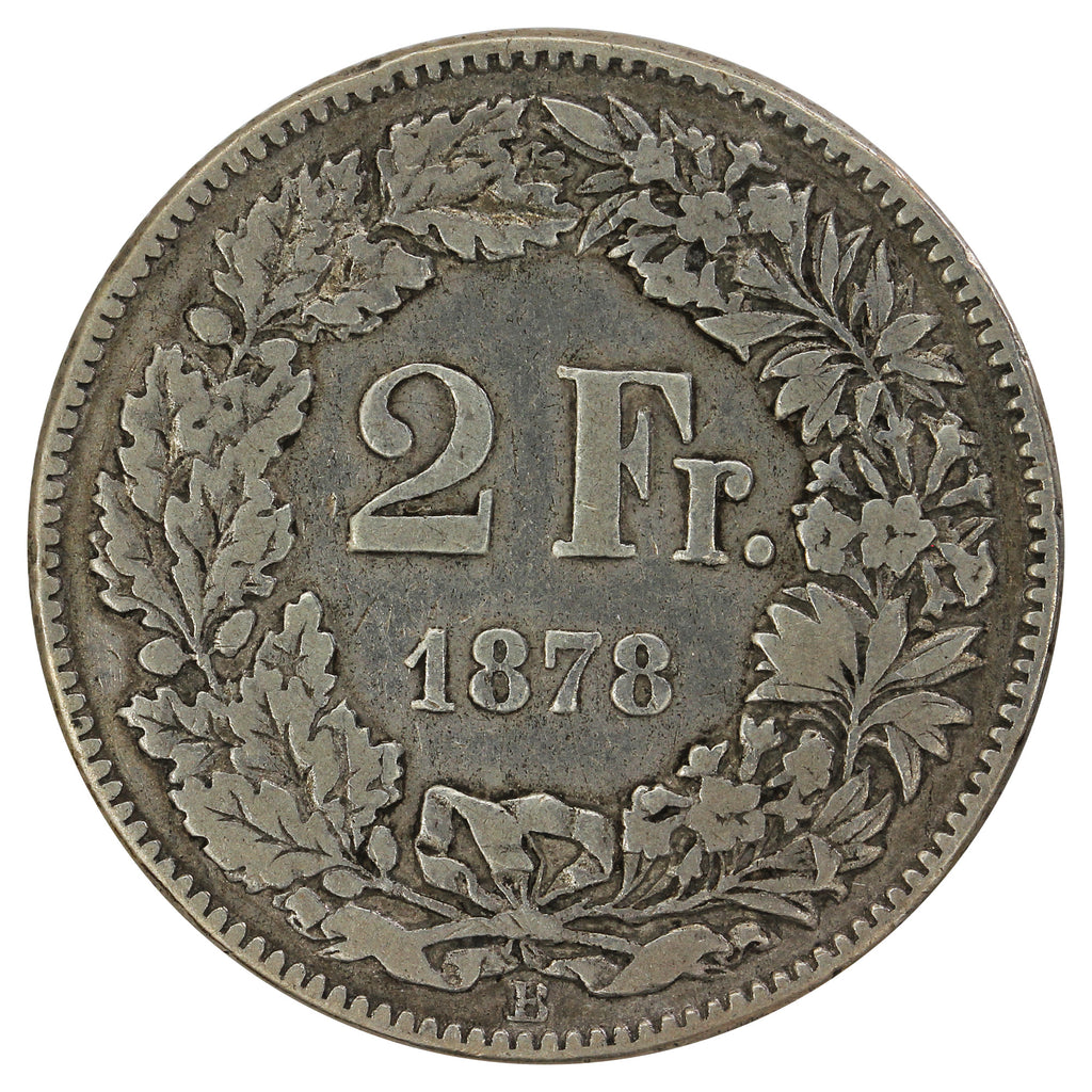 Switzerland 1878B 2 Francs F-VF (F15)