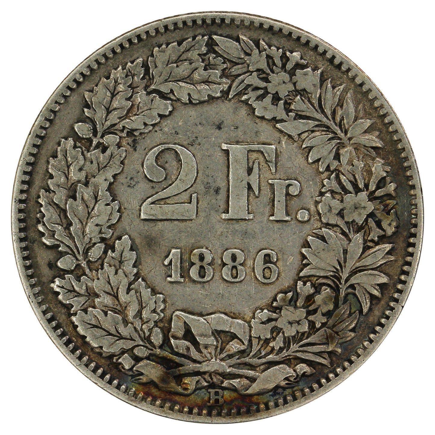 Switzerland 1886B 2 Francs F-VF (F15)