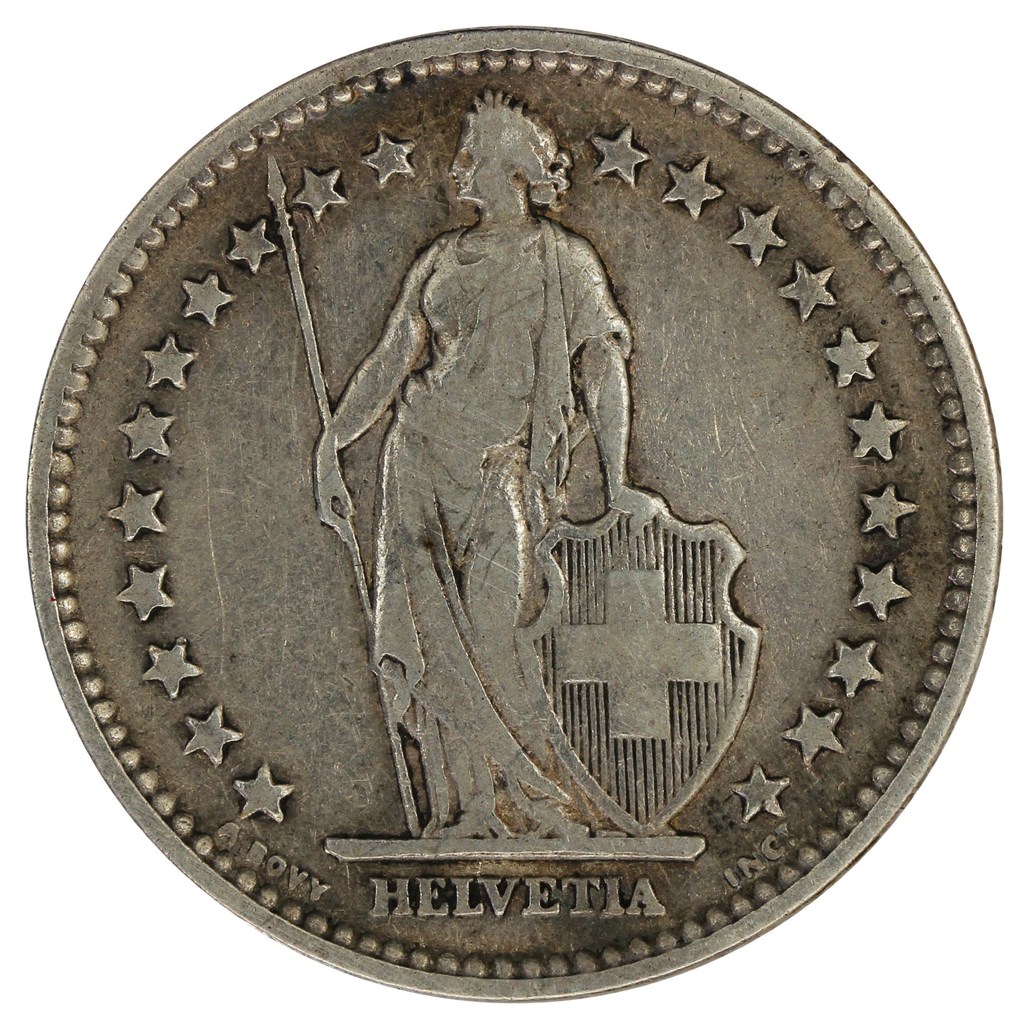 Switzerland 1886B 2 Francs F-VF (F15)