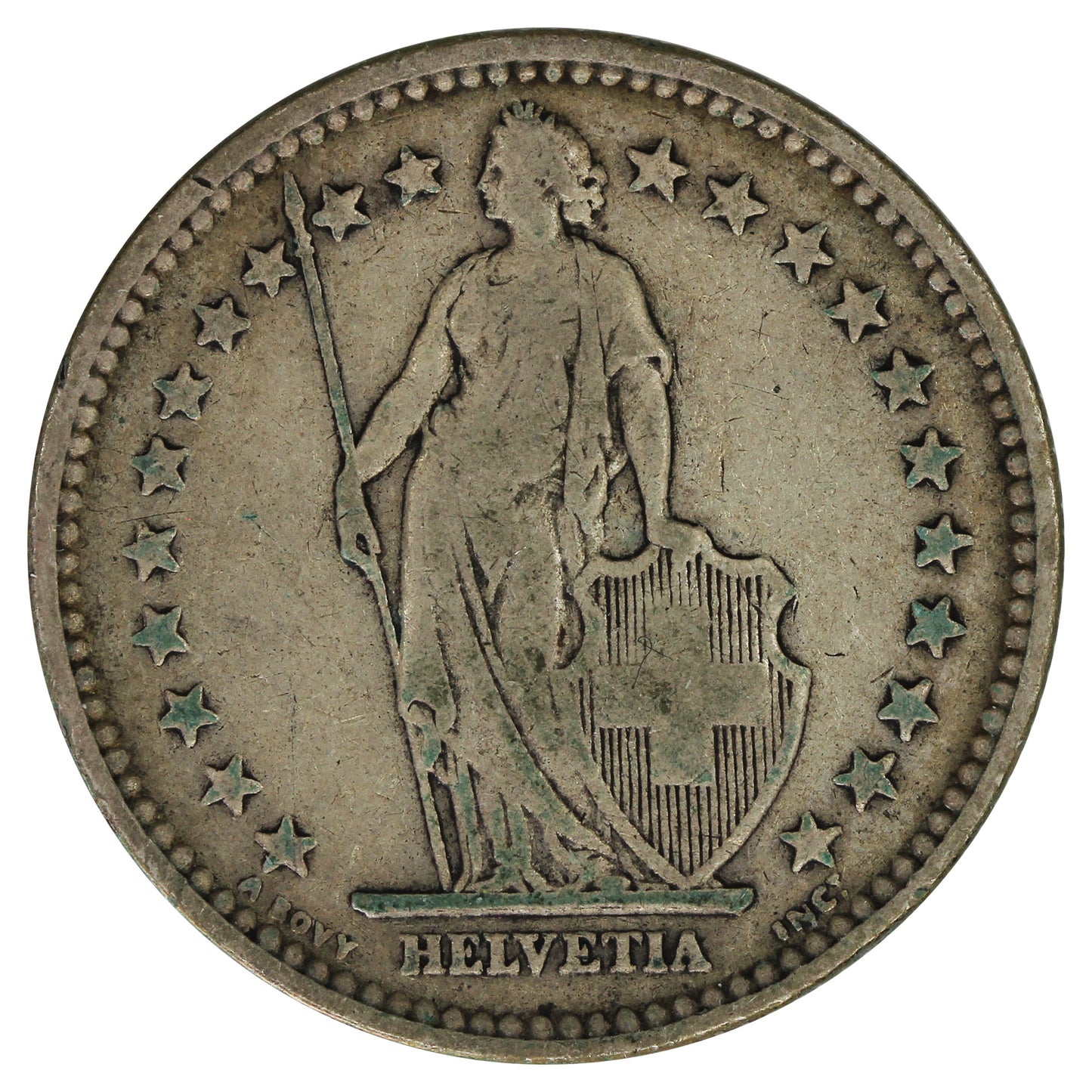 Switzerland 1906B 2 Francs F-VF (F15)