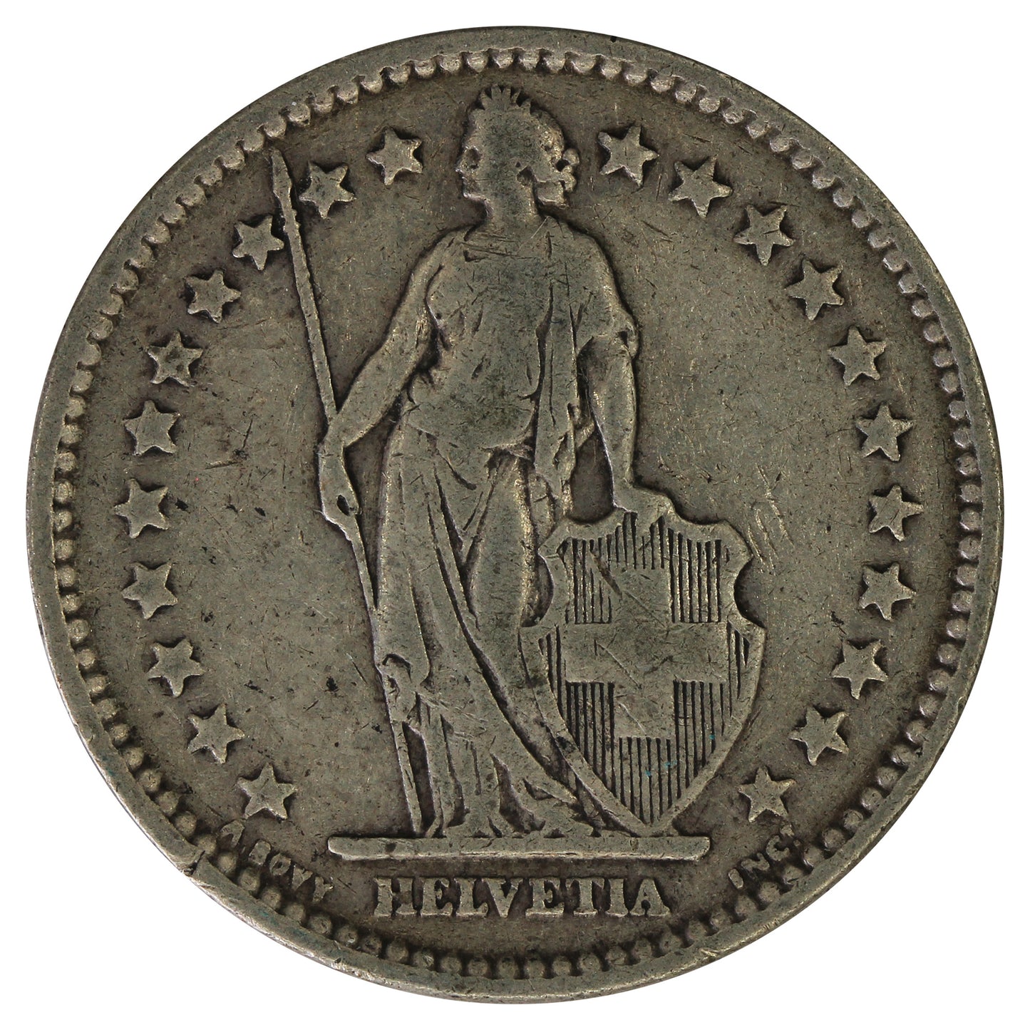Switzerland 1909B 2 Francs F-VF (F15)