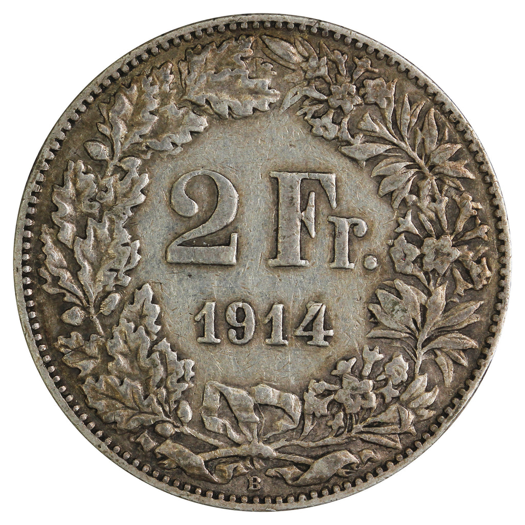Switzerland 1914B 2 Francs VF-EF (VF30)