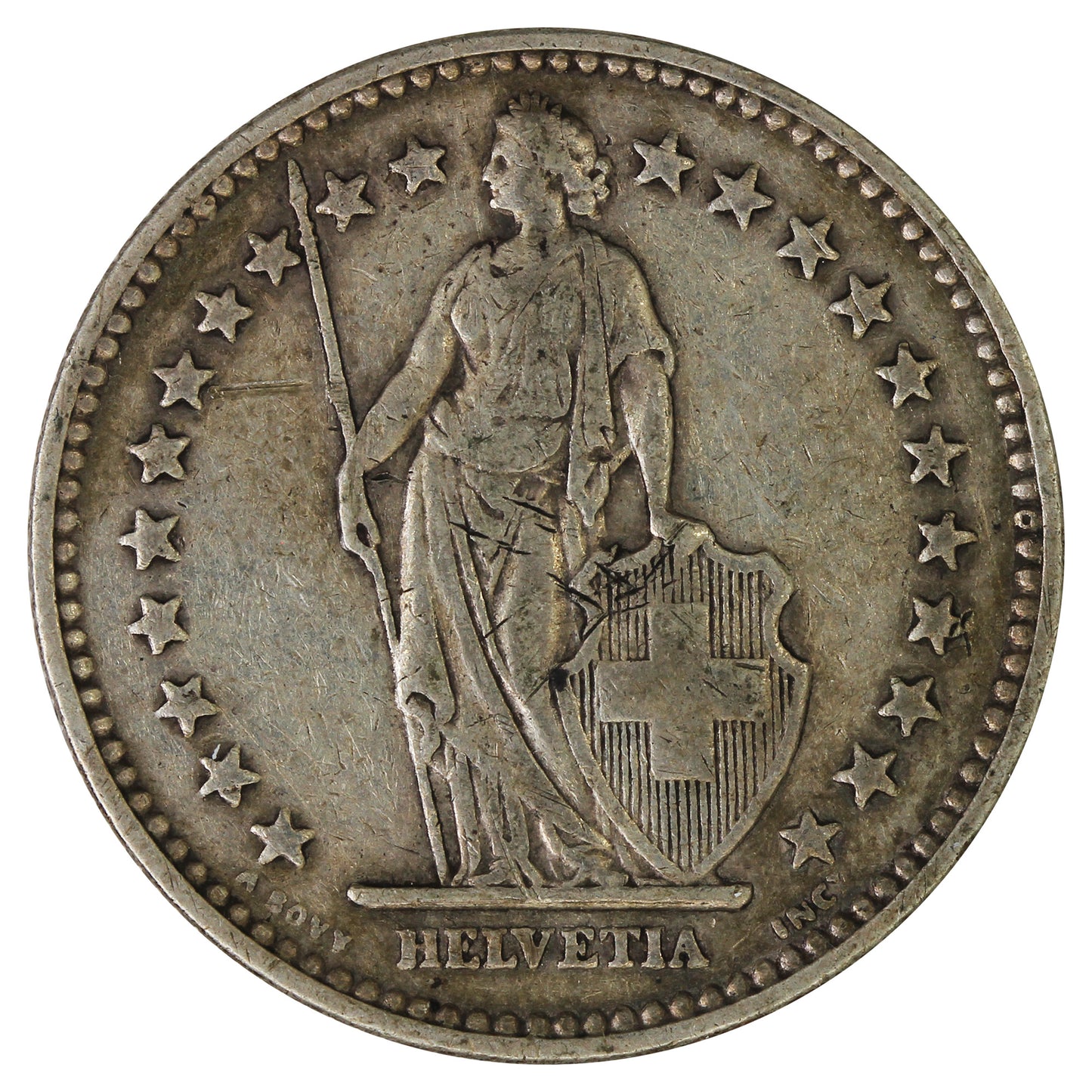 Switzerland 1914B 2 Francs VF-EF (VF30)
