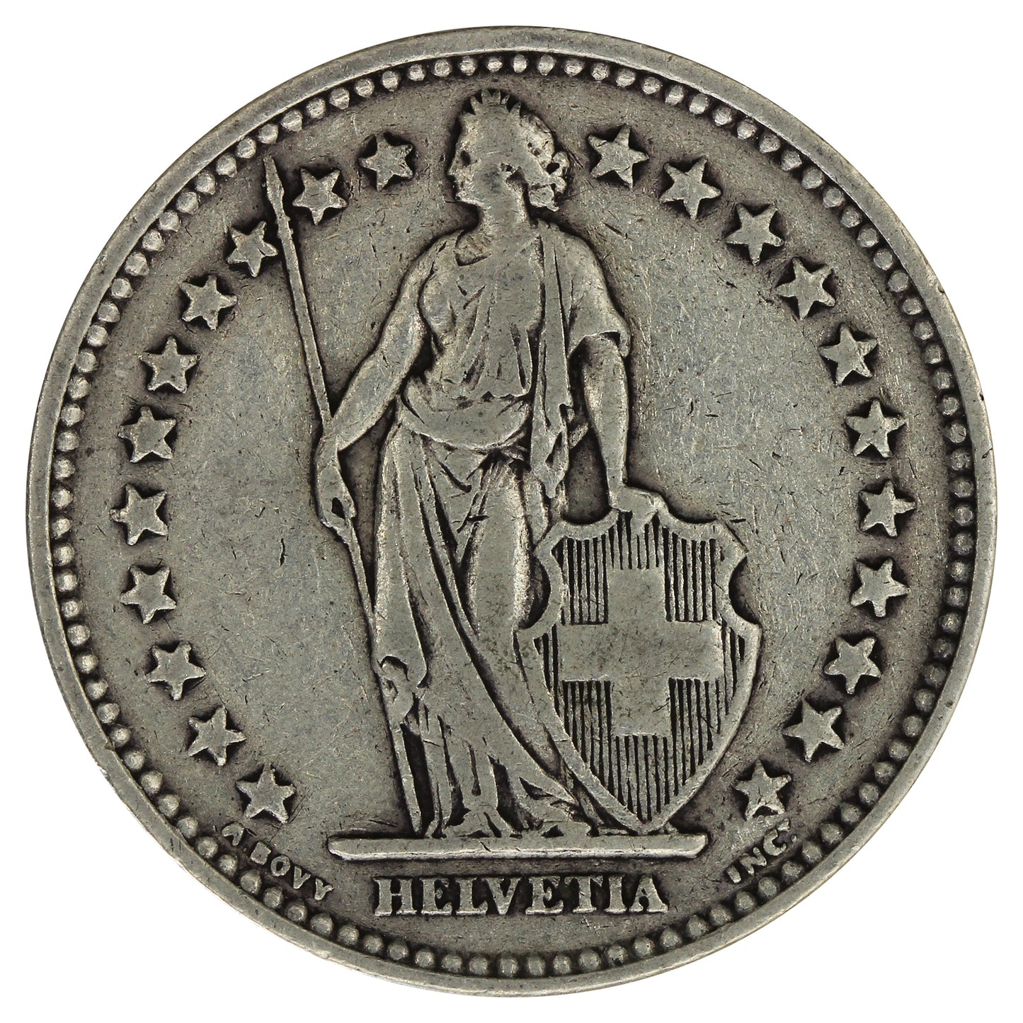 Switzerland 1916B 2 Francs F-VF (F15)