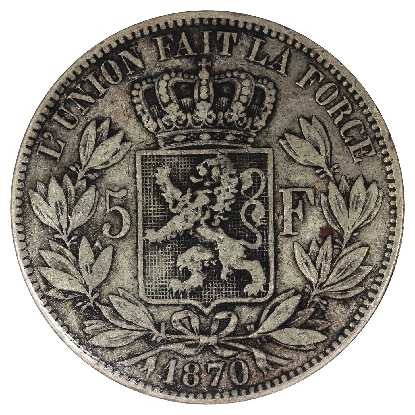 Belgium 1870 5 Francs VF-EF (VF30) (L)