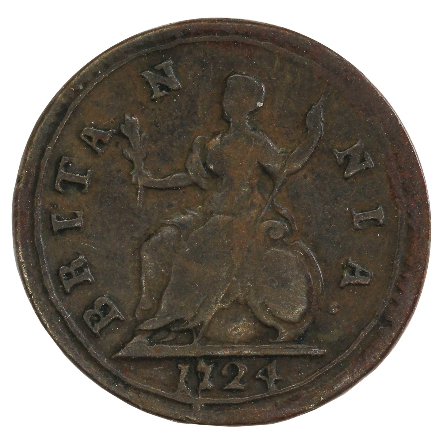 Great Britain 1724 George I 1/2 Penny VG-F (VG10)