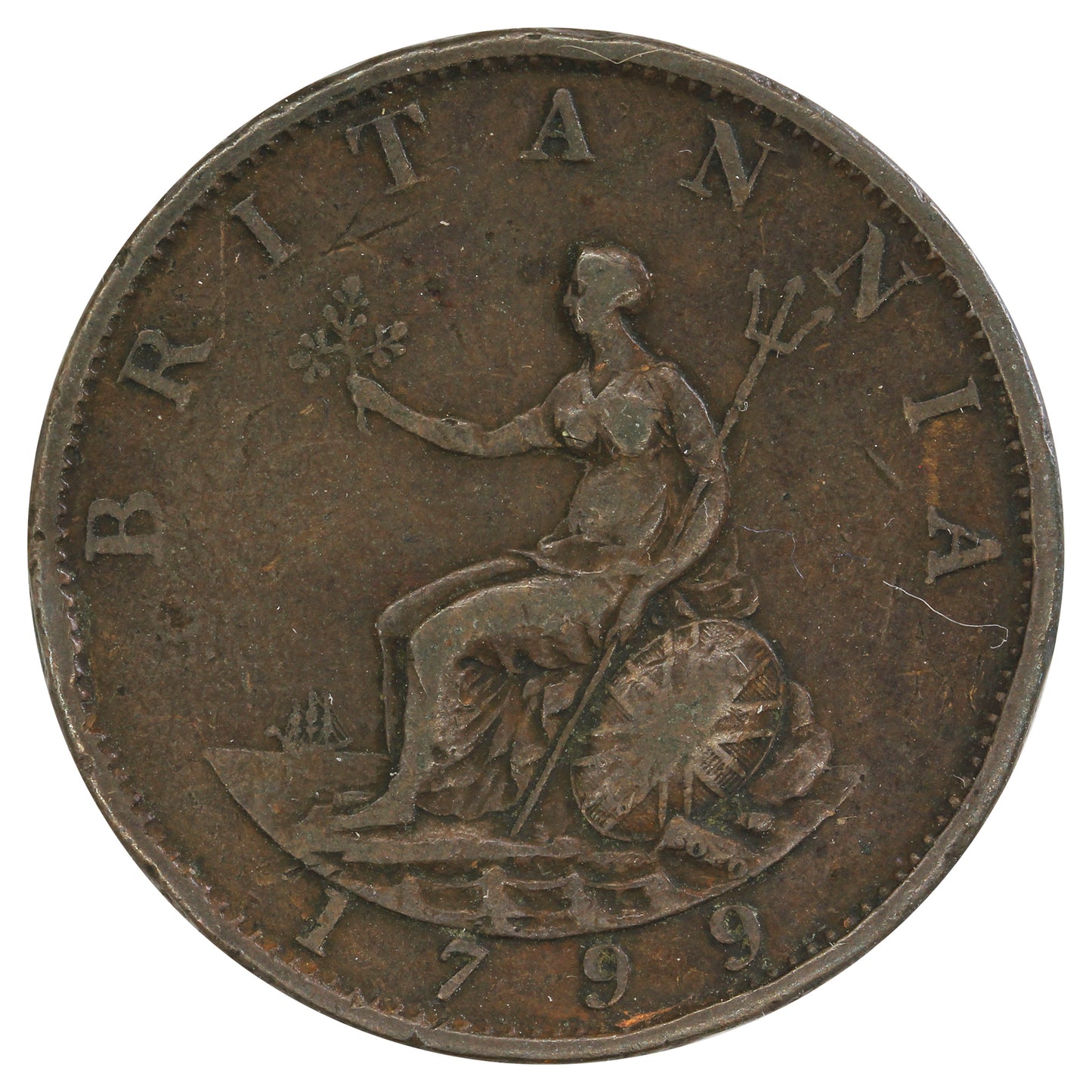 Great Britain 1799 George III 1/2 Penny VF-EF (VF30)