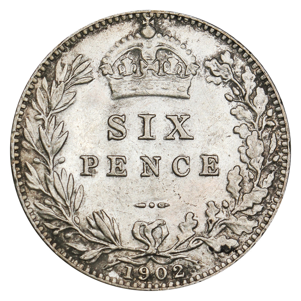 Great Britain 1902 6 Pence Almost Uncirculated (AU50)
