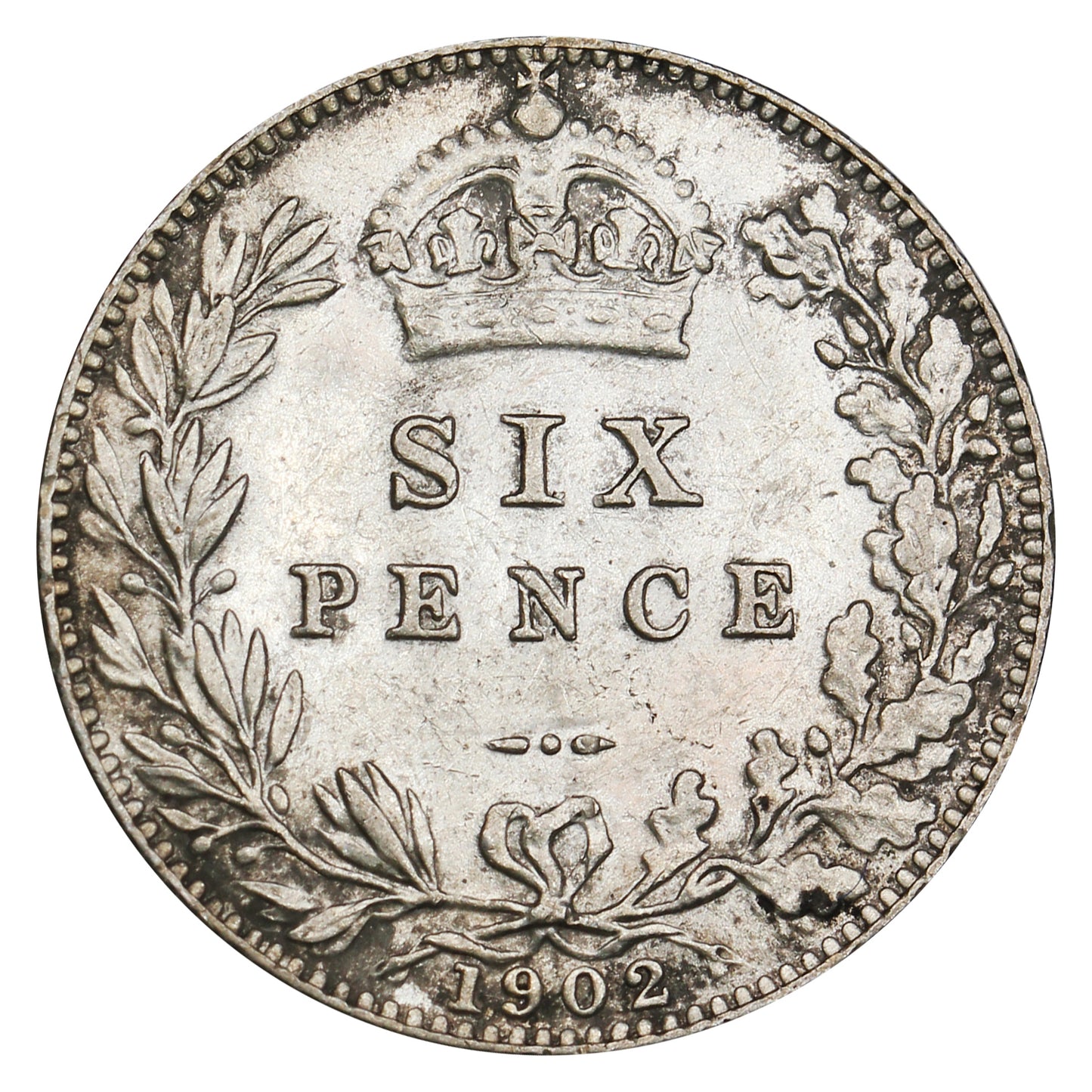 Great Britain 1902 6 Pence Almost Uncirculated (AU50)