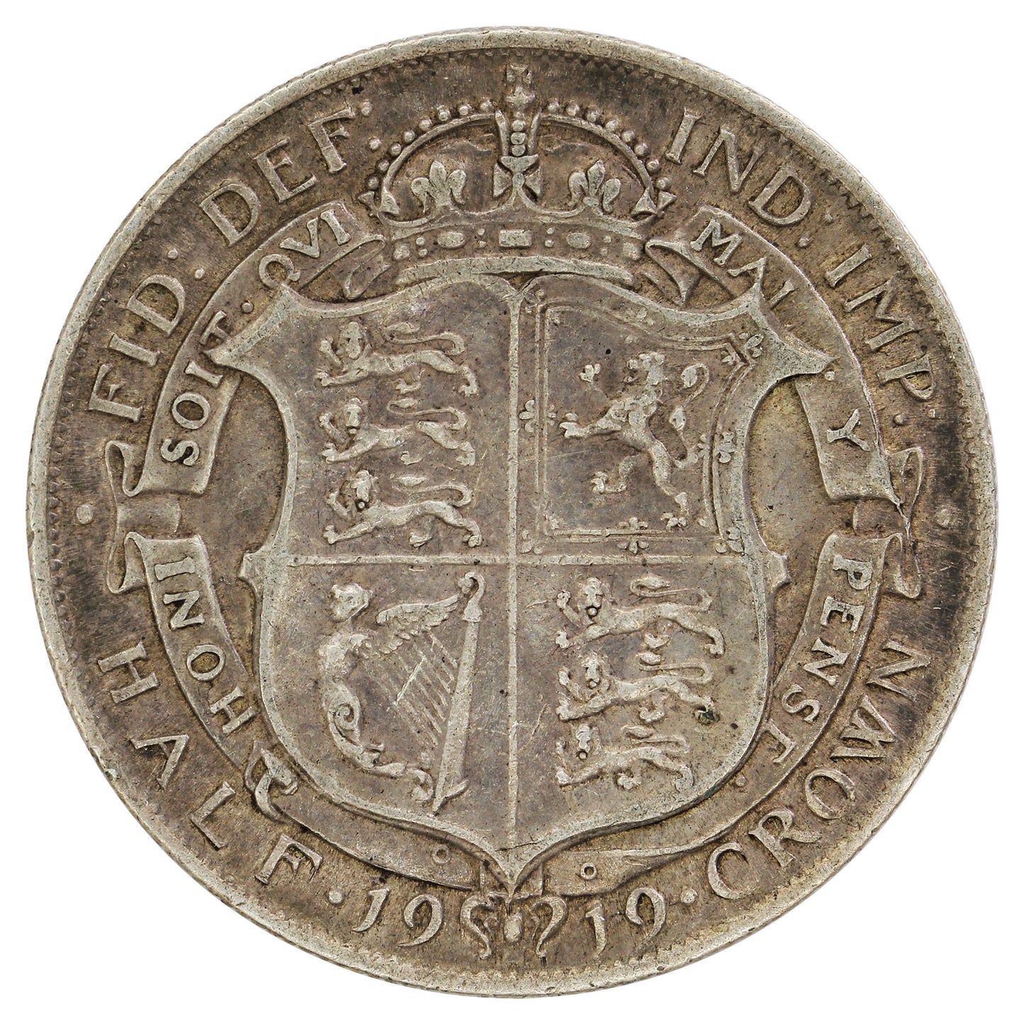 Great Britain 1919 1/2 Crown VF-EF (VF30)