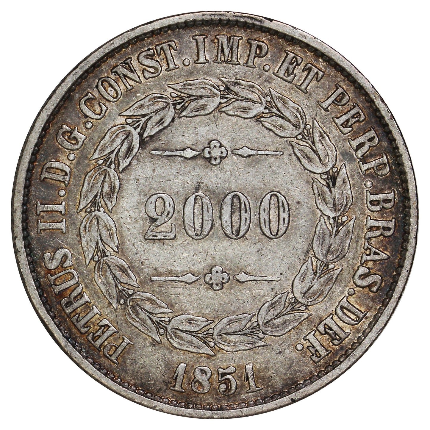 Brazil 1851 2000 Reis EF-AU (EF45) (L)