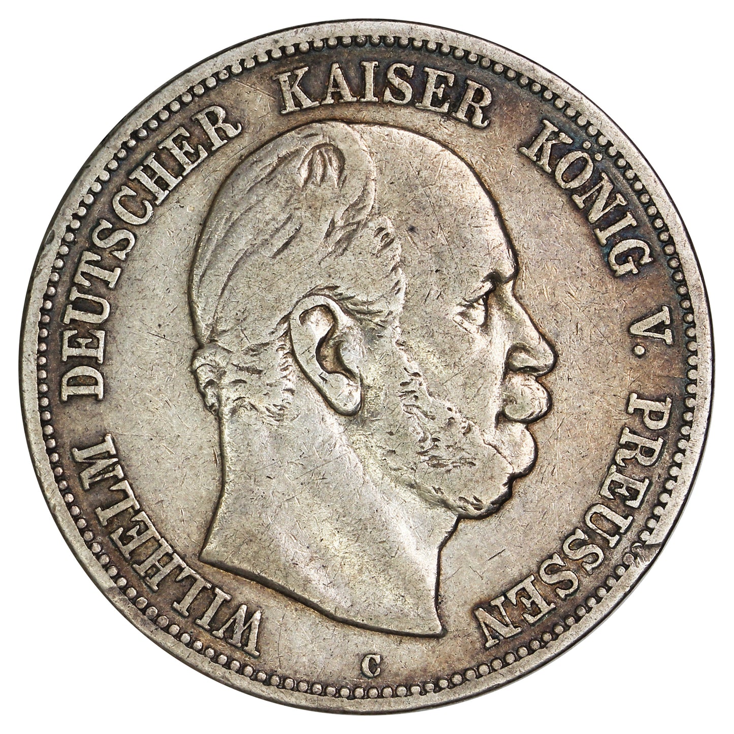 German States 1876C Prussia 5 Marks Very Fine (VF20) (L)