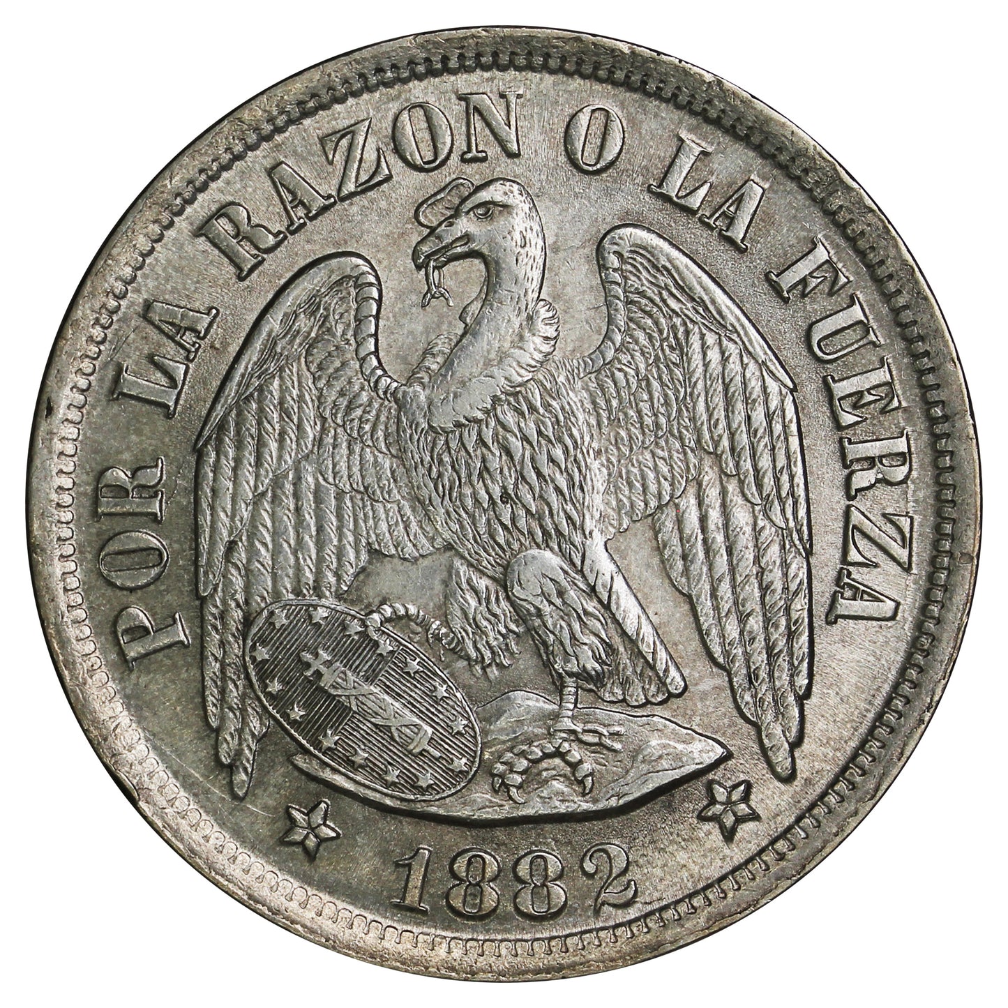 Chile 1882 Peso UNC+ (MS62) (L)