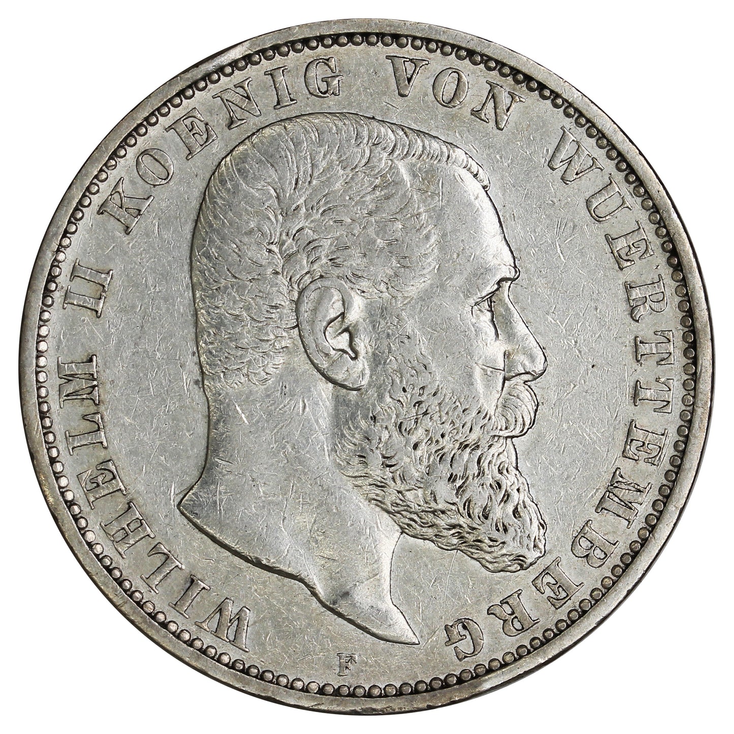 German States 1898F Wurttemburg 5 Marks Extra Fine (EF40) (L)