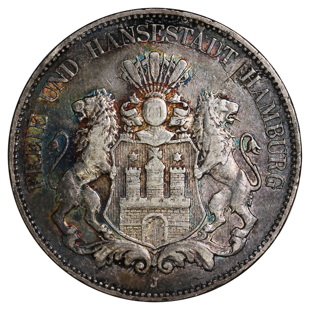 German States 1902J Hamburg 5 Marks VF-EF (VF30) (L)