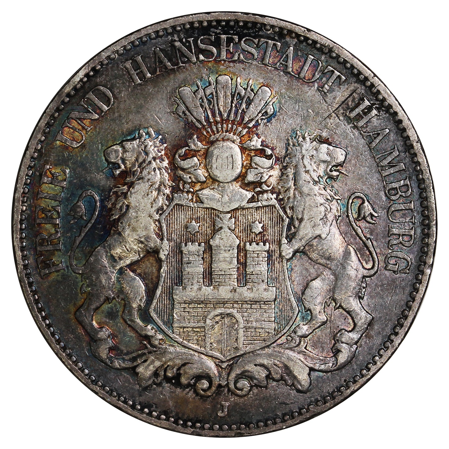 German States 1902J Hamburg 5 Marks VF-EF (VF30) (L)