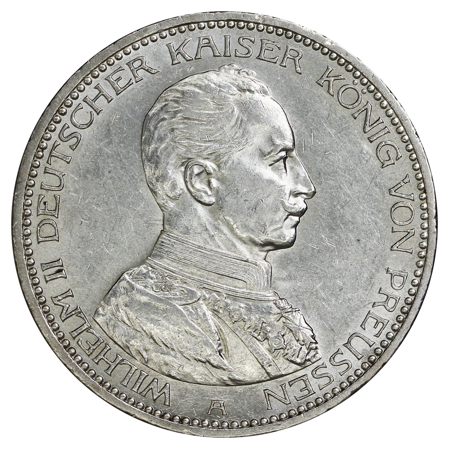 German States 1913A Prussia 5 Marks AU-UNC (AU55) (L)