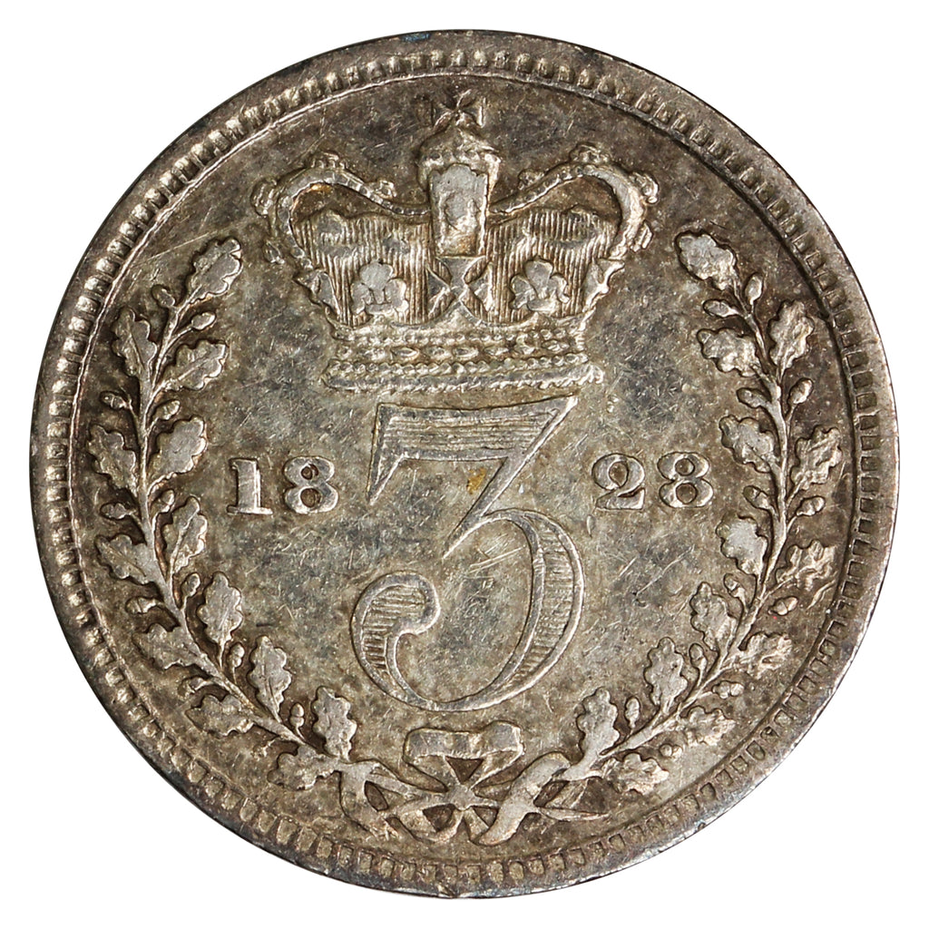 Great Britain 1828 George IV 3 Pence Extra Fine (EF40) $