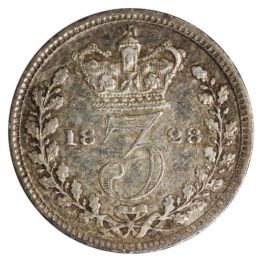 Great Britain 1828 George IV 3 Pence Extra Fine (EF40) $