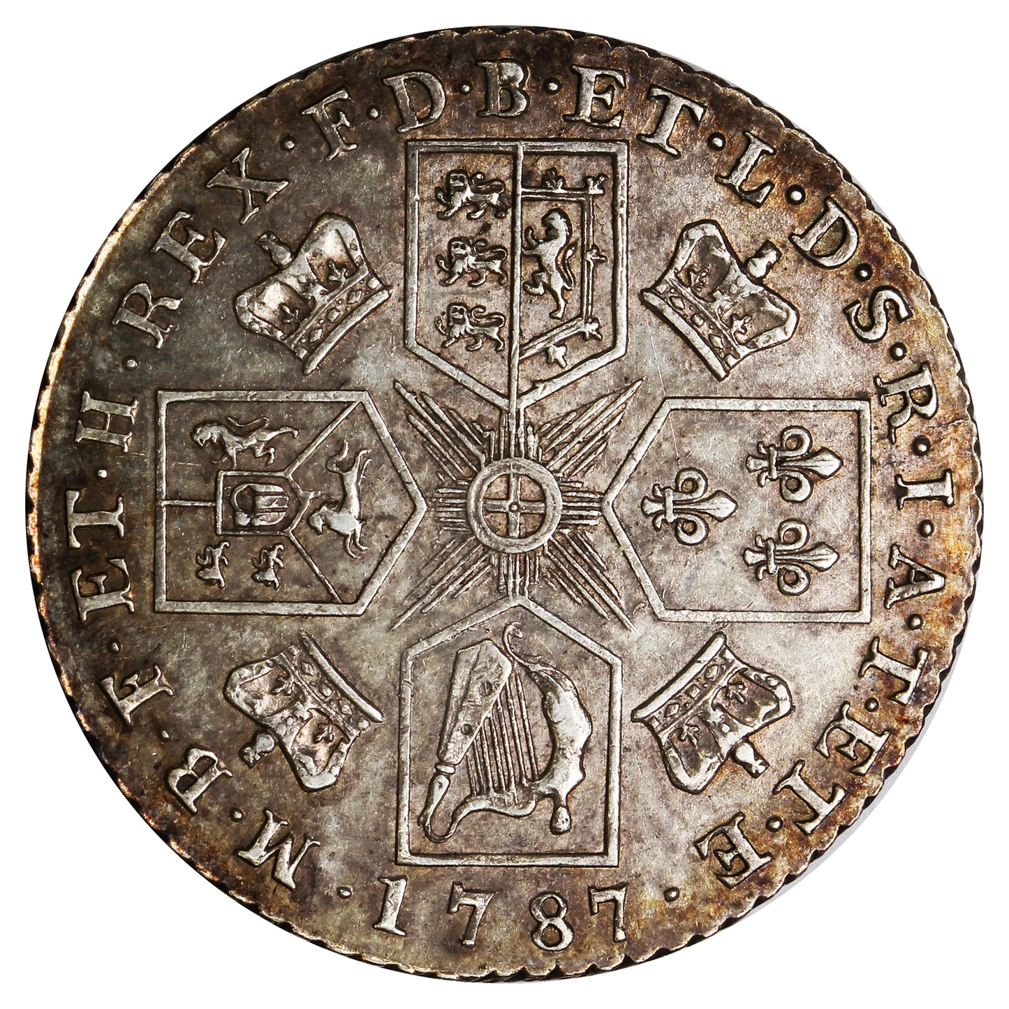 Great Britain 1787 No Hearts George III Shilling AU-UNC (AU55) $
