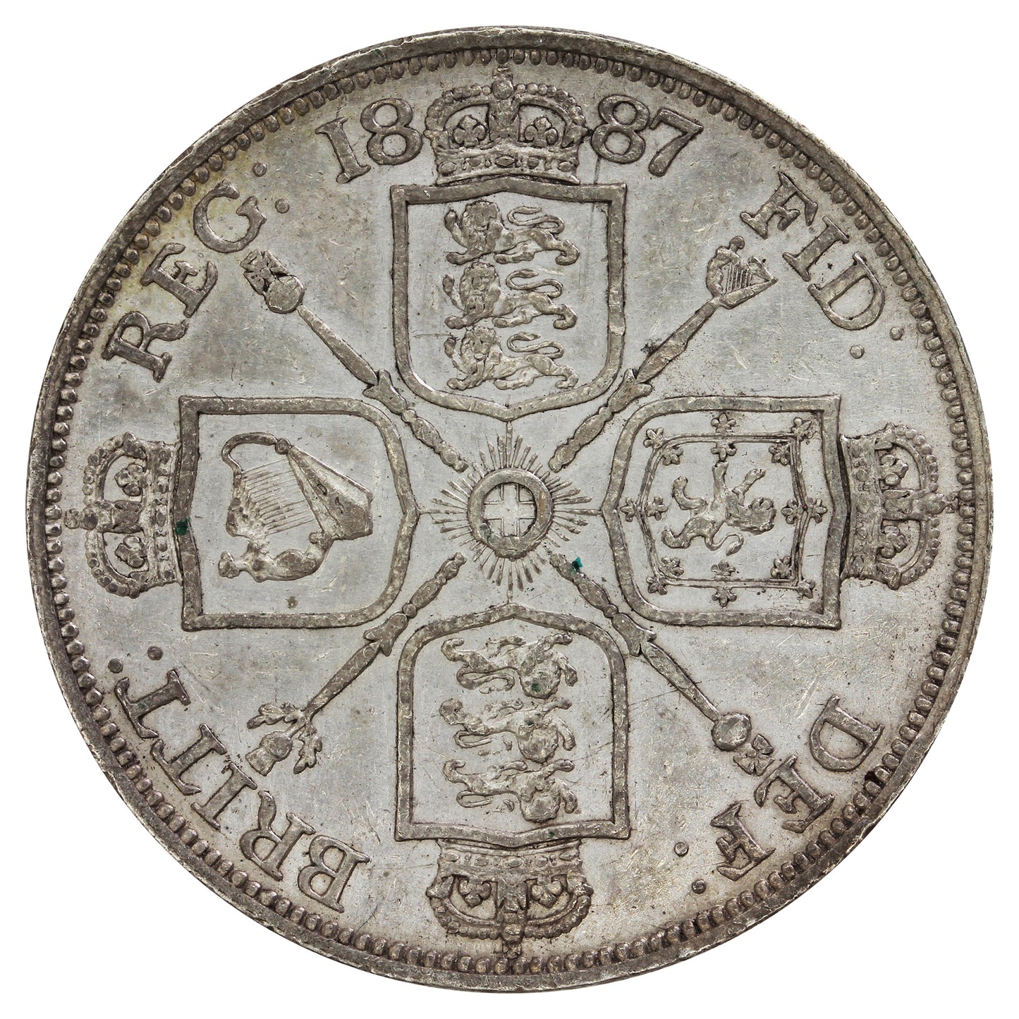 Great Britain 1887 Roman 1 Double Florin VF-EF (VF-30) $