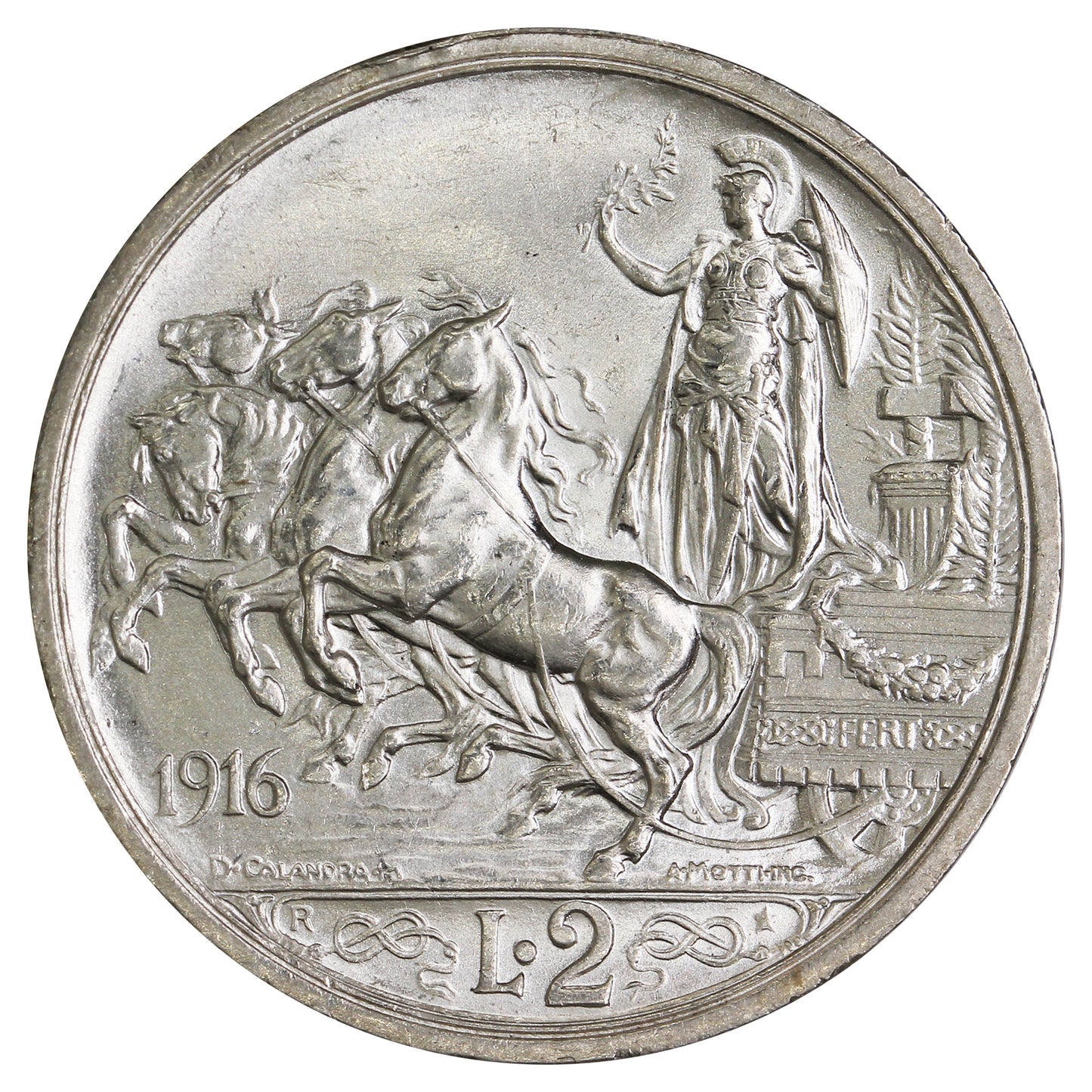 Italy 1916R 2 Lire UNC+ (MS62) $