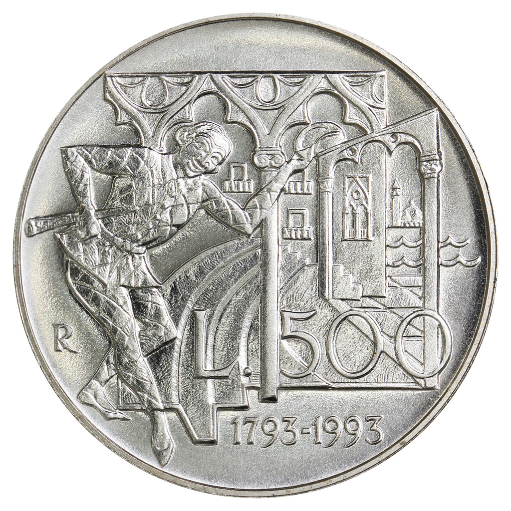 Italy 1993R Carlo Goldoni 500 Lire Choice Brilliant Uncirculated (MS64) $