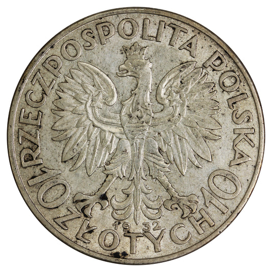 Poland 1932W 10 Zlotych EF-AU (EF45) $