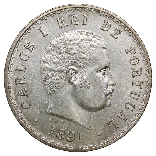 Portugal 1891 500 Reis Brilliant Uncirculated (MS63) $
