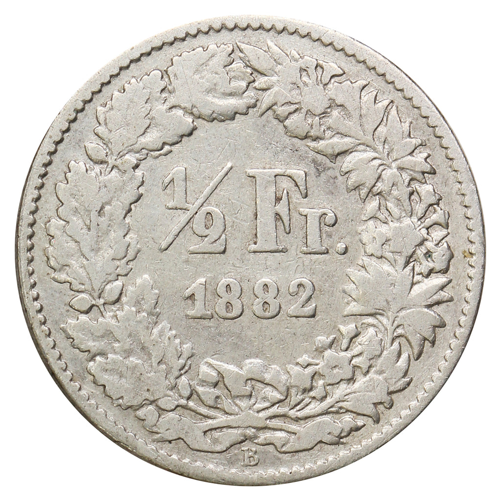 Switzerland 1882B 1/2 Franc VF-EF (VF30) $
