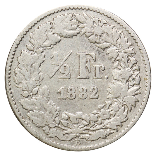 Switzerland 1882B 1/2 Franc VF-EF (VF30) $