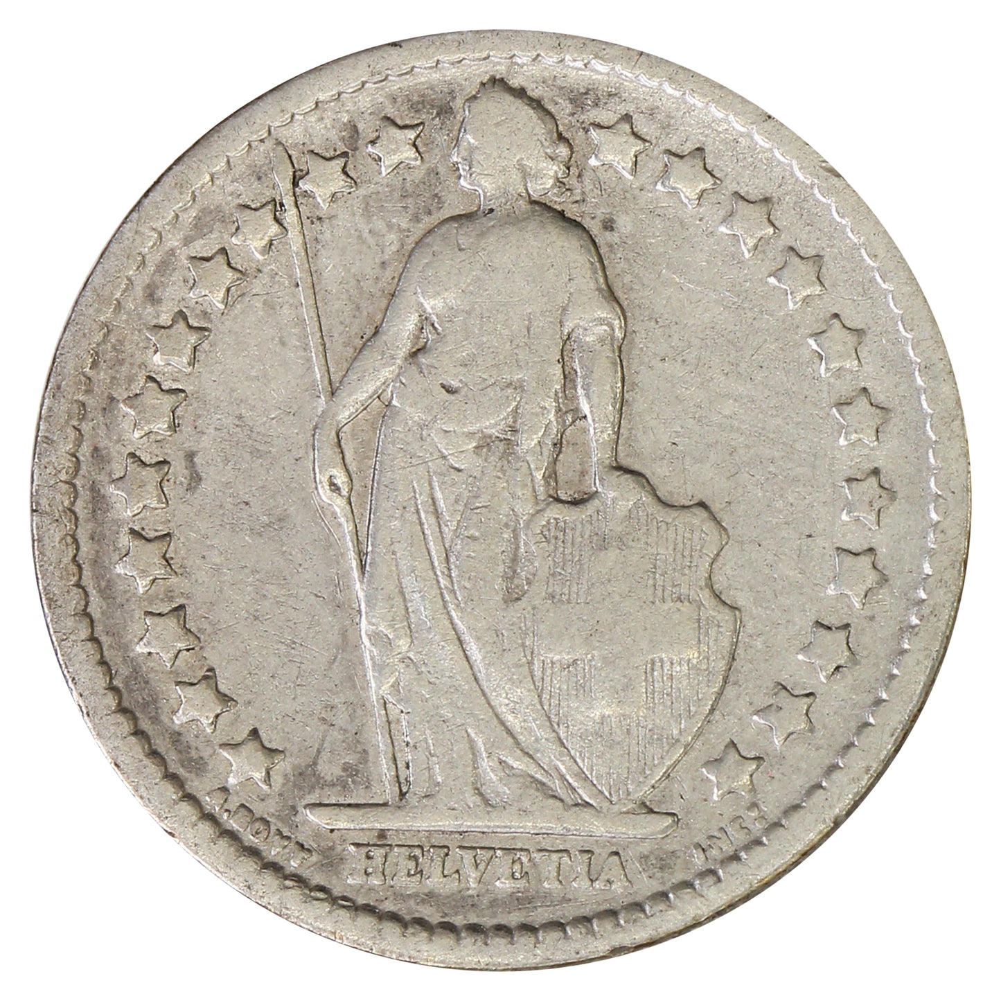 Switzerland 1882B 1/2 Franc VF-EF (VF30) $