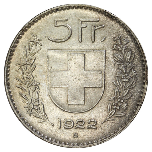 Switzerland 1922B 5 Francs Extra Fine (EF40) (L)