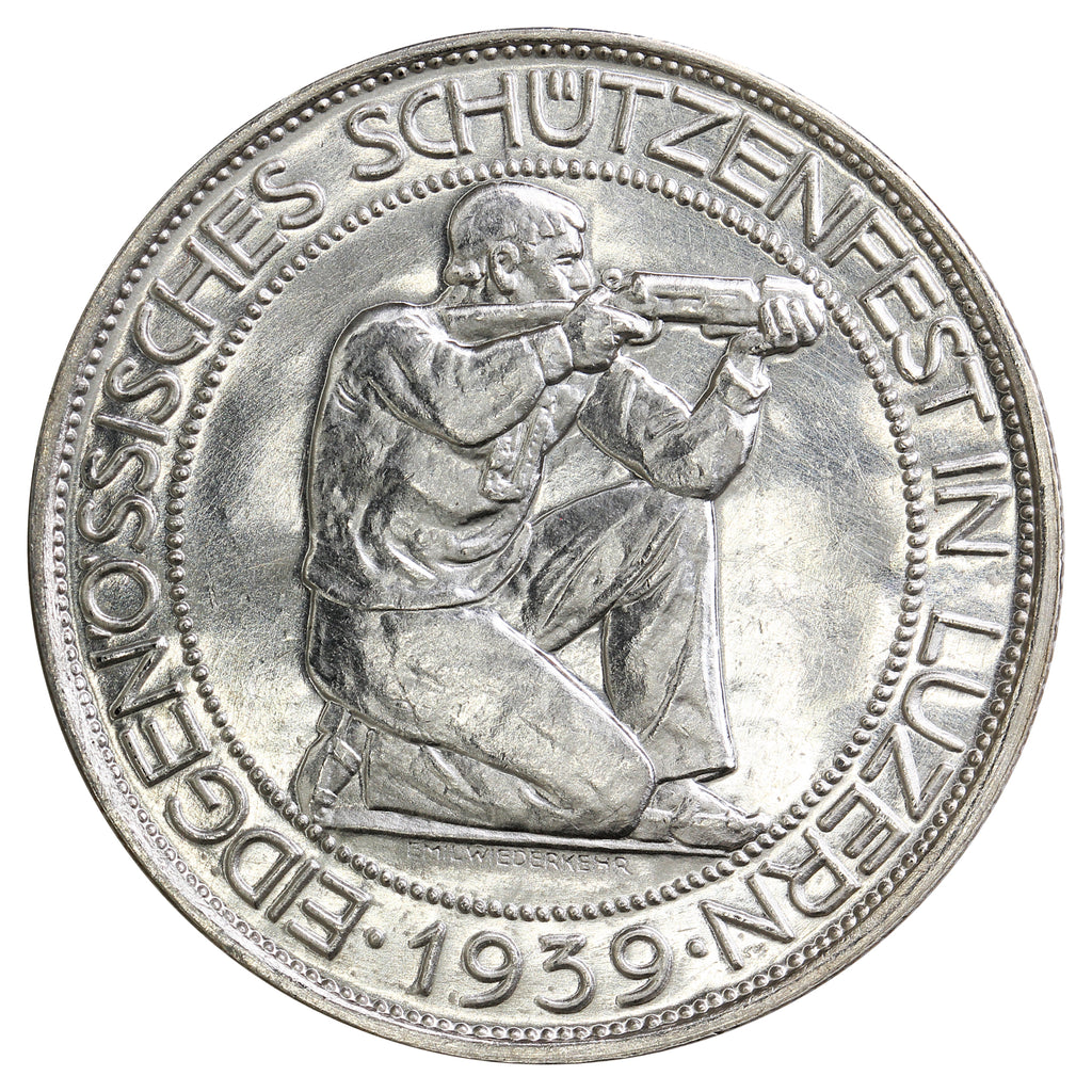 Switzerland 1939B Shooting Fest 5 Francs UNC+ (MS62) $