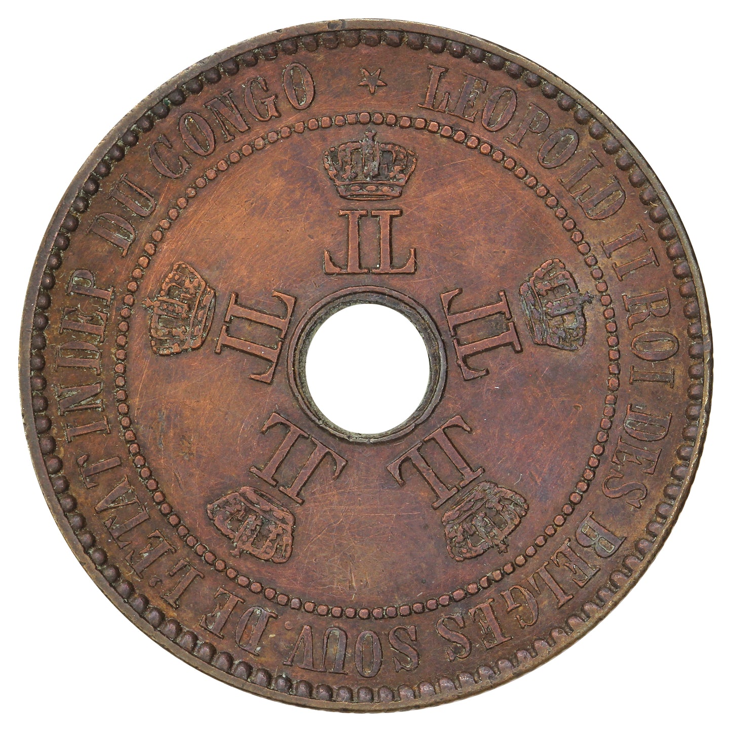 Congo Free State 1888 5 Centimes EF-AU (EF45) $