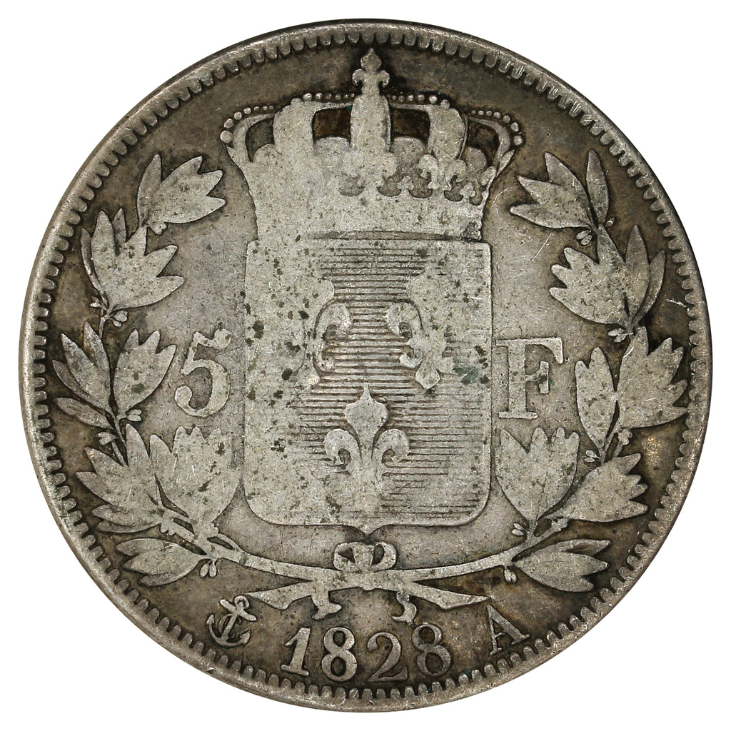 France 1828A 5 Francs Fine (F12) $