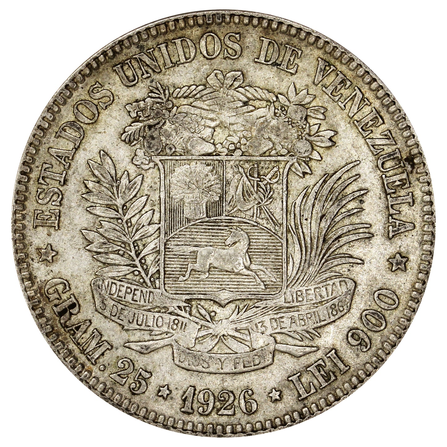 Venezuela 1926 5 Bolivares Extra Fine (EF40)