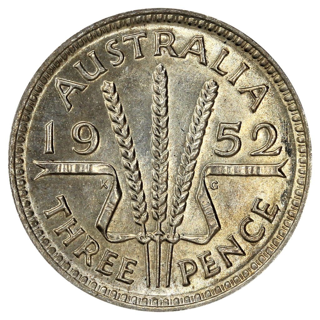 Australia 1952 3 Pence Brilliant Uncirculated (MS63)