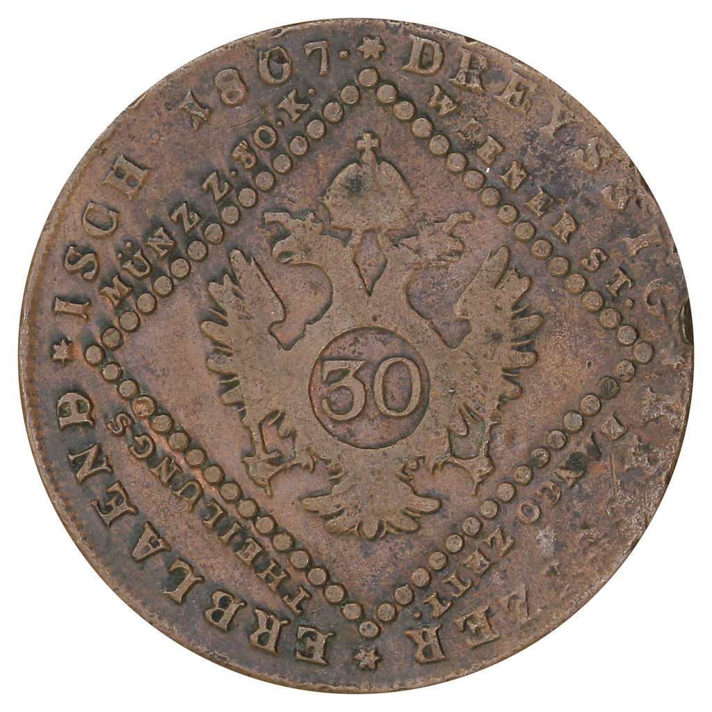 Austria 1807S Francis I 30 Kreuzer VF-EF (VF30)