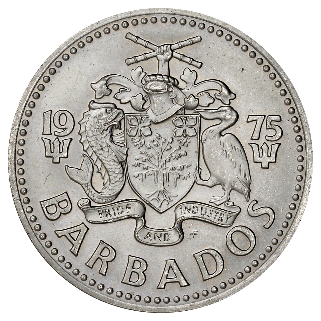 Barbados 1975FM 2 Dollars Brilliant Uncirculated (MS63)