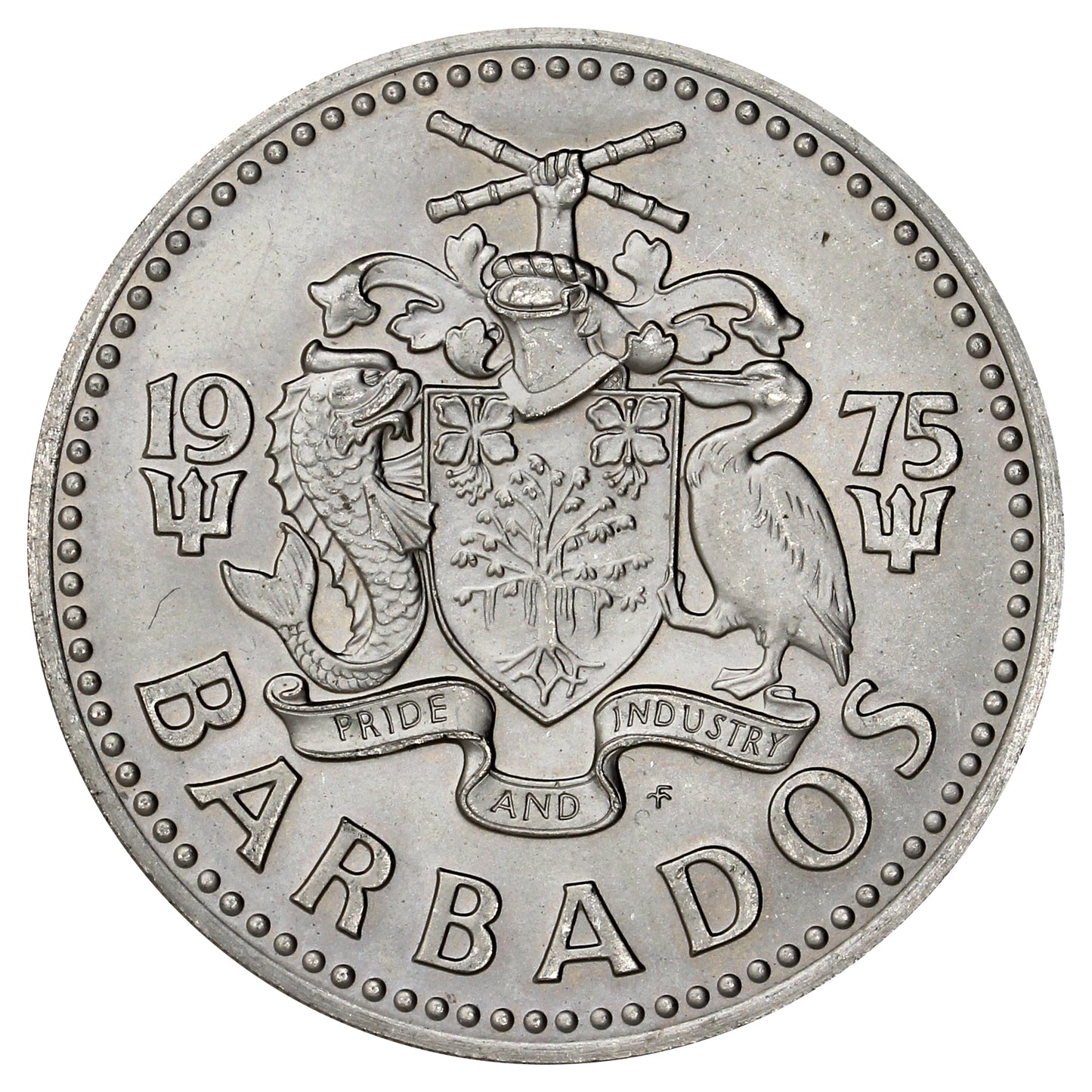 Barbados 1975FM 2 Dollars Brilliant Uncirculated (MS63)